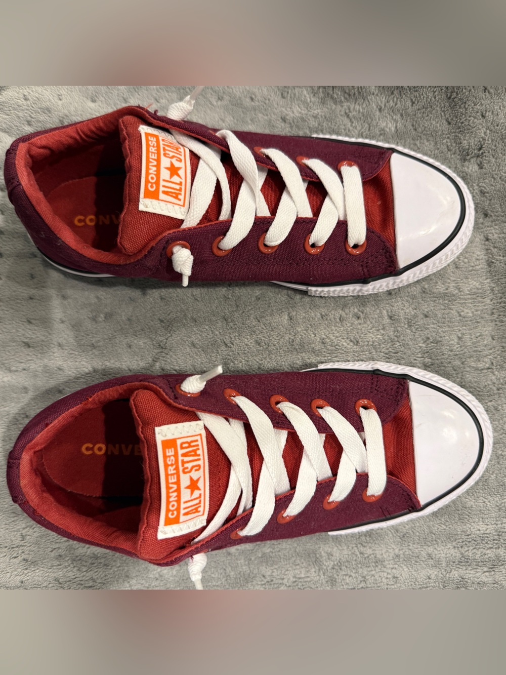 Converse Kids Burgundy and White Low Top Sneakers